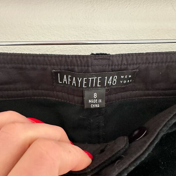 Lafayette 148 Crushed Velvet Gates Straight Leg Pant Black 8 - Picture 5 of 9